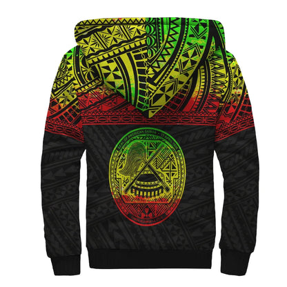 American Samoa Personalised Custom Polynesian Sherpa Hoodie - Horizontal Reggae