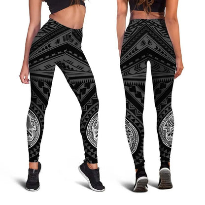 American Samoa Personalised Legging - Seal In Polynesian Tattoo Style ( Black) -BN25