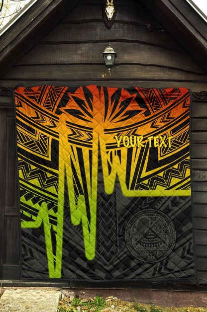 American Samoa Personalised Premium Quilt - Seal With Polynesian Pattern Heartbeat Style (Reggae)