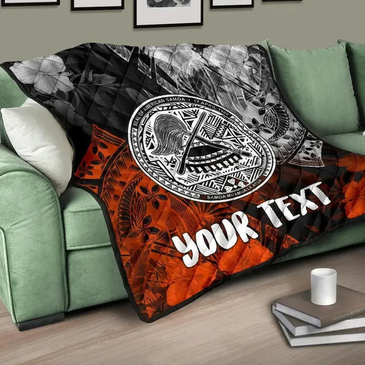American Samoa Personalised Premium Quilt - Vintage Polynesian Style