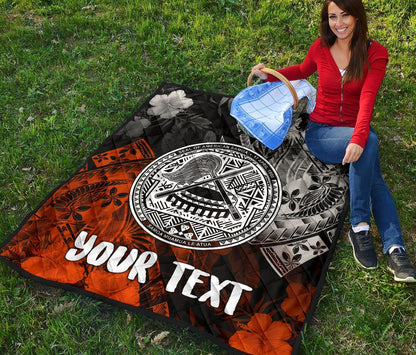 American Samoa Personalised Premium Quilt - Vintage Polynesian Style