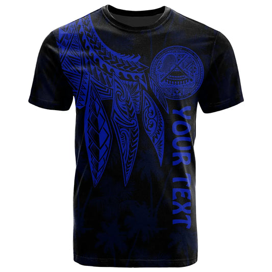 American Samoa Personalised T-shirt - Polynesian Wings (Blue)