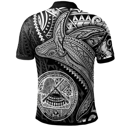 American Samoa Polo Shirt - Humpback Whale & Coat of Arms White