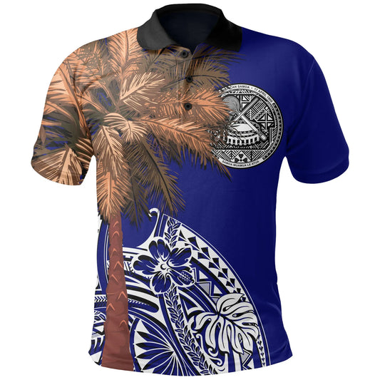 American Samoa Polo Shirt - Polynesian Palm Tree Flag