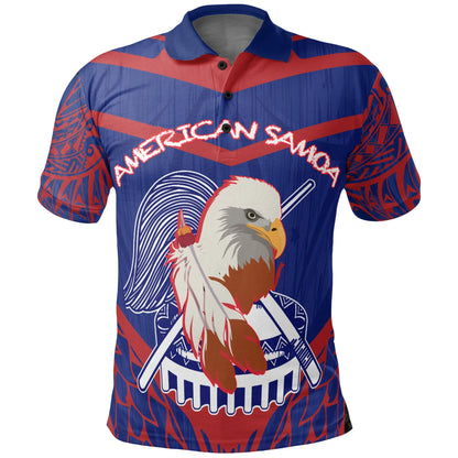 American Samoa Polo Shirt - The Eagle With Polynesian Pattern