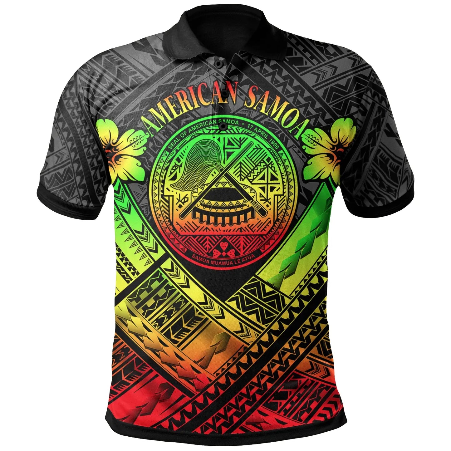 American Samoa Polo Shirts - AS Reggae Seal Polynesian Patterns