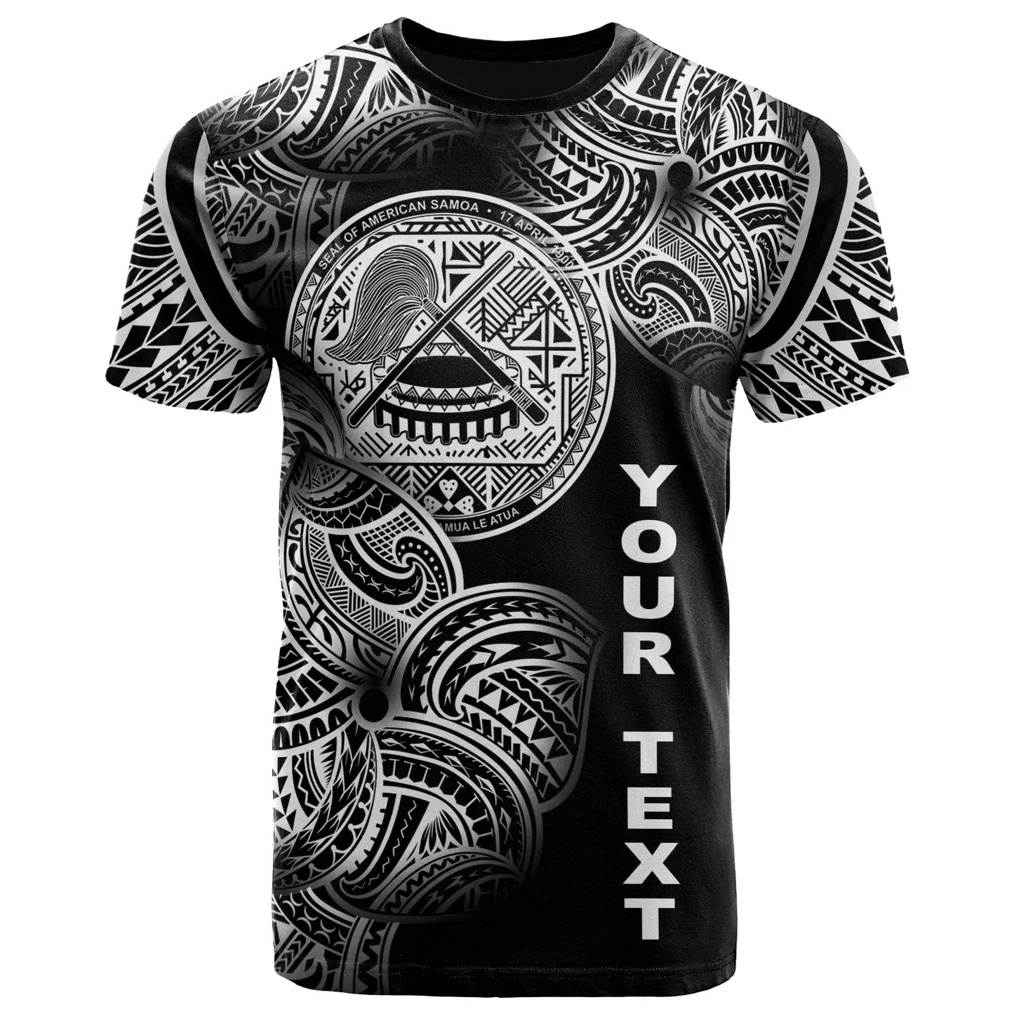 American Samoa Polynesia Custom Personalised T-Shirt - American Samoa Tribal Flower White