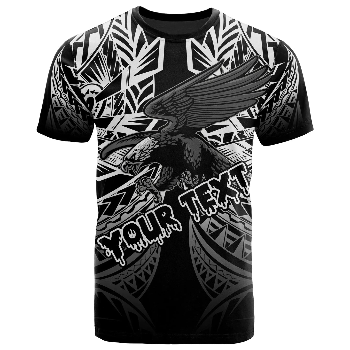 American Samoa Polynesian All Over Custom Personalised T-Shirt - Eagle Tribal Pattern