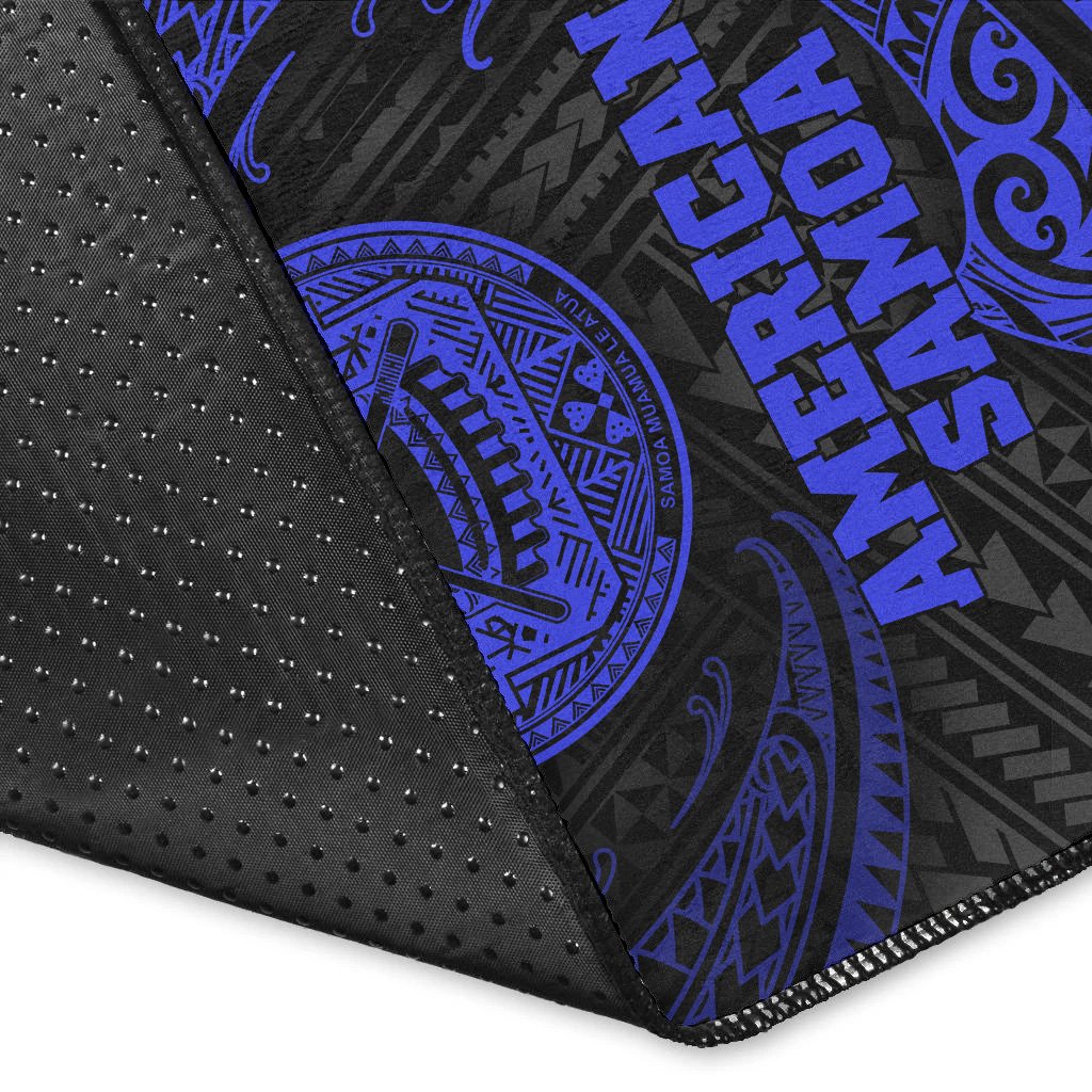 American Samoa Polynesian Area Rug - Blue Tribal Wave
