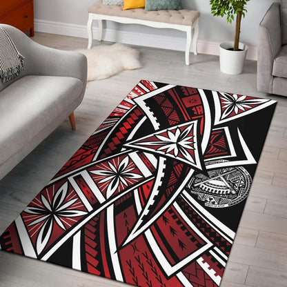 American Samoa Polynesian Area Rug - Tribal Flower Special Pattern Red Color