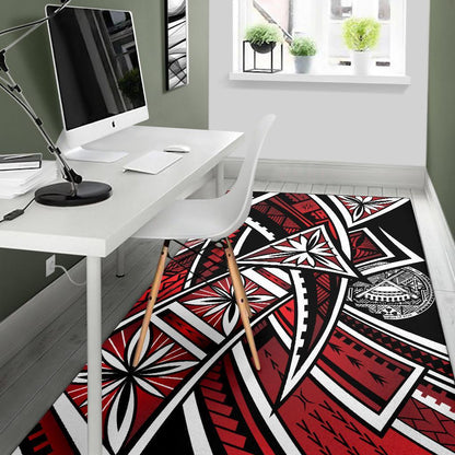 American Samoa Polynesian Area Rug - Tribal Flower Special Pattern Red Color