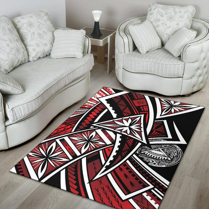 American Samoa Polynesian Area Rug - Tribal Flower Special Pattern Red Color