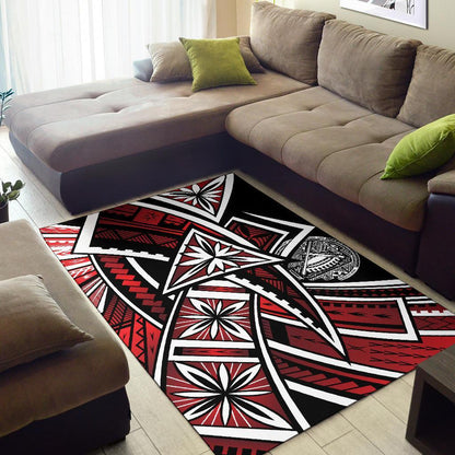 American Samoa Polynesian Area Rug - Tribal Flower Special Pattern Red Color