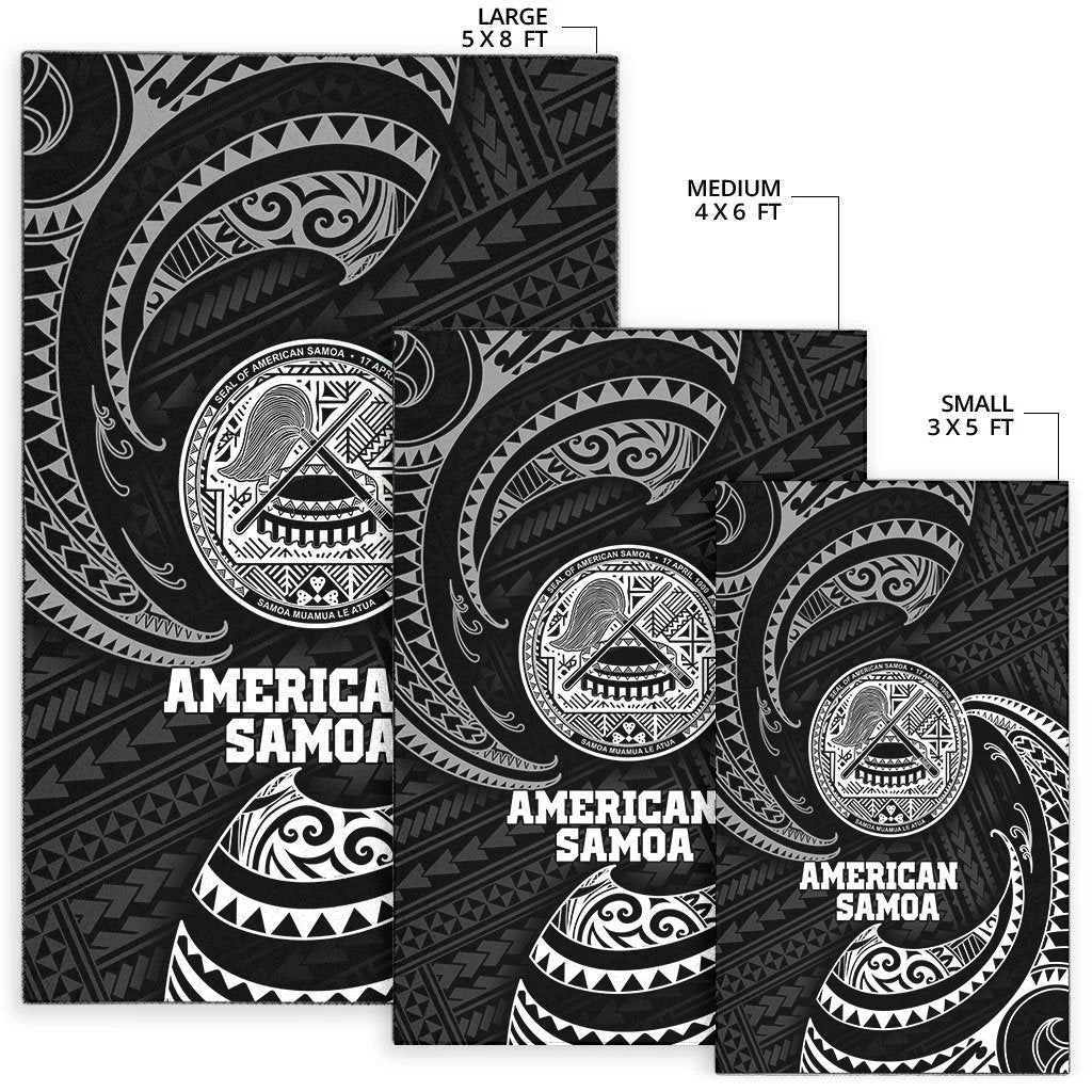 American Samoa Polynesian Area Rug - White Tribal Wave