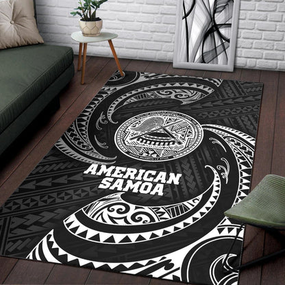 American Samoa Polynesian Area Rug - White Tribal Wave