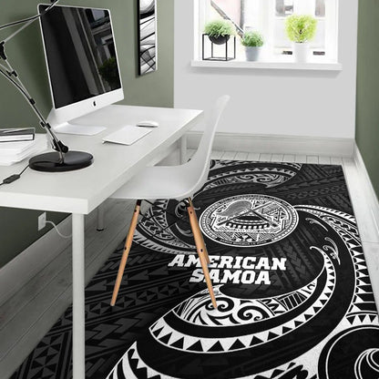 American Samoa Polynesian Area Rug - White Tribal Wave
