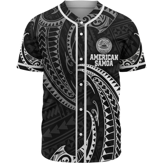 American Samoa Polynesian Baseball Shirt - White Tribal Wave
