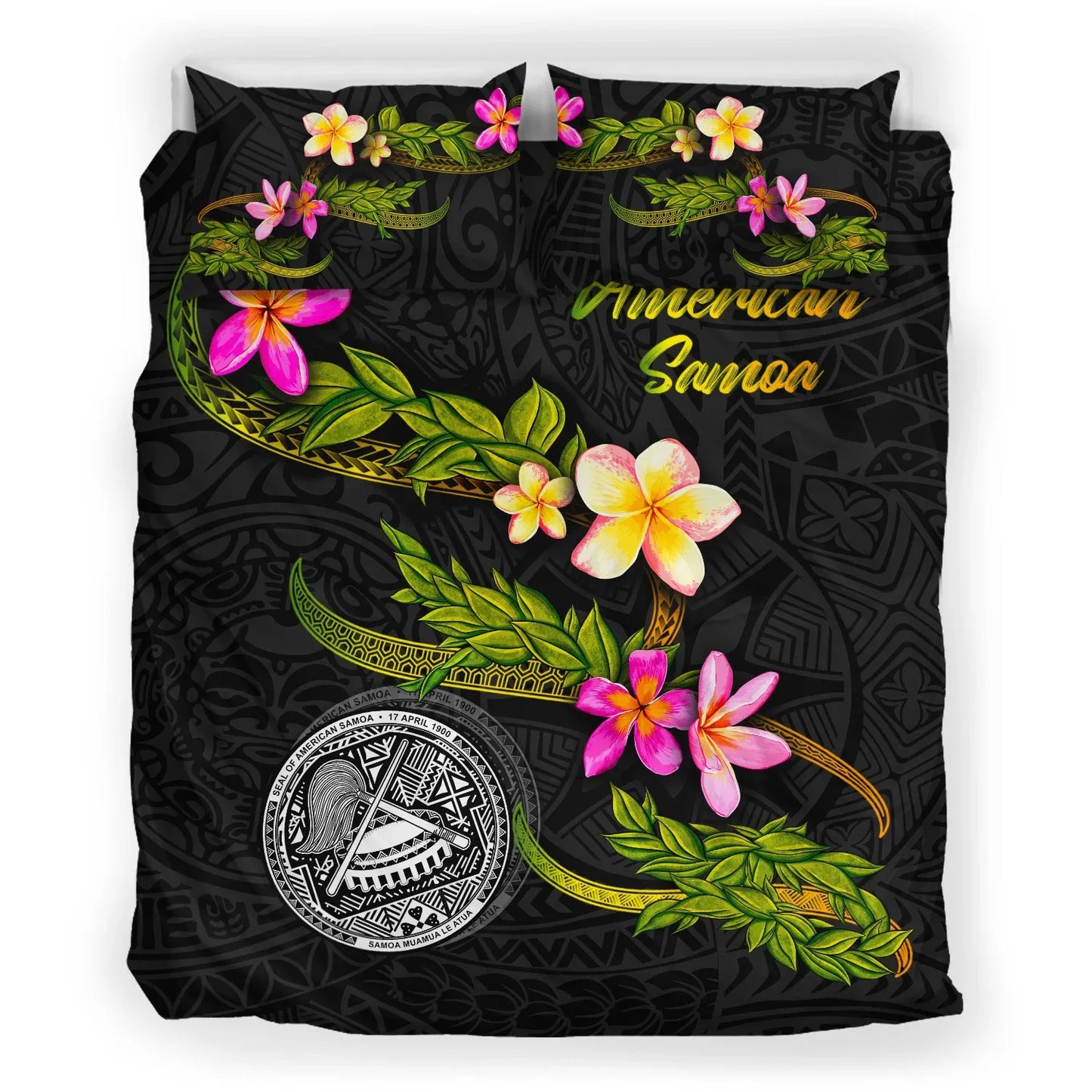 American Samoa Polynesian Bedding Set - Plumeria Tribal