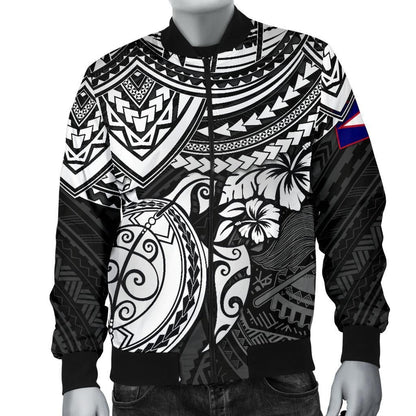 American Samoa Polynesian Bomber Jacket - Black Turtle