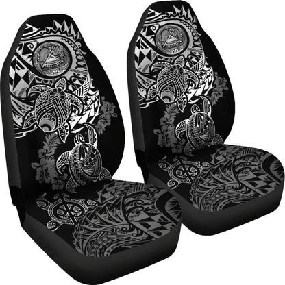 American Samoa Car Seat Covers - American Samoa Seal Turtle Gray Hibiscus Flowing