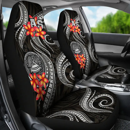 American Samoa Polynesian Car Seat Covers - Black Plumeria