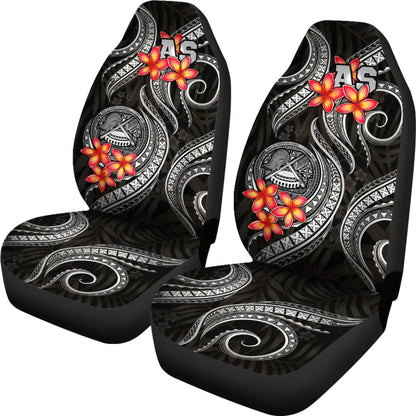 American Samoa Polynesian Car Seat Covers - Black Plumeria