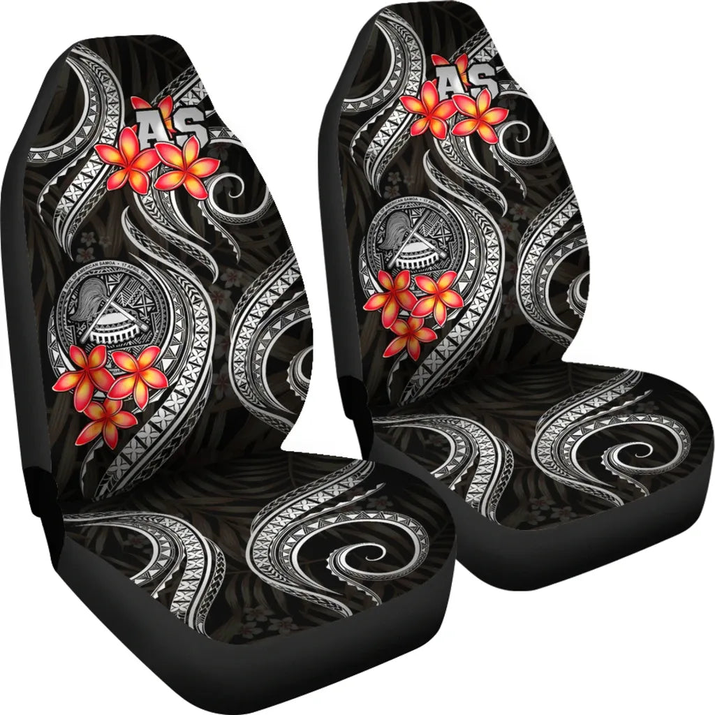 American Samoa Polynesian Car Seat Covers - Black Plumeria
