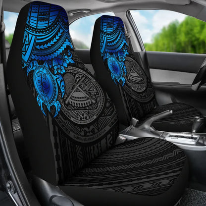 American Samoa Car Seat Covers - American Samoa Seal Blue Turtle Hibiscus