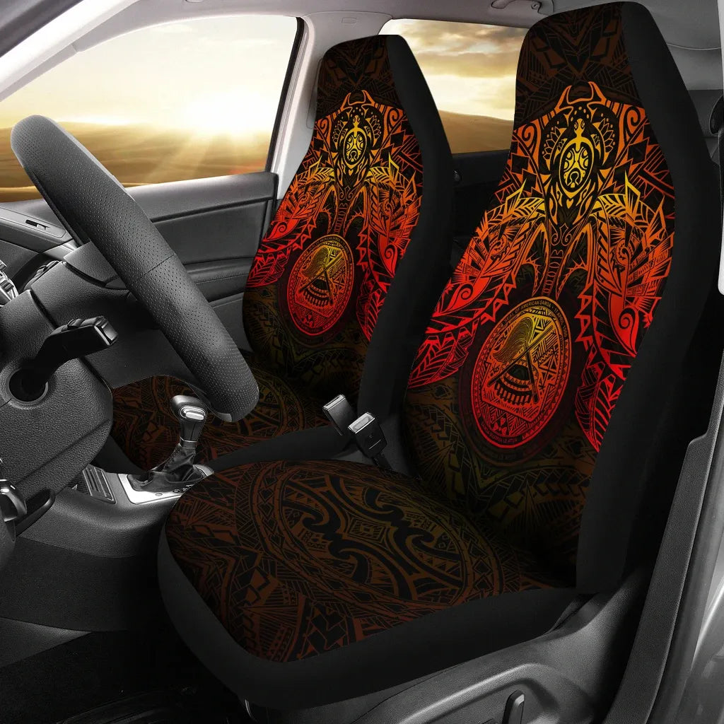 American Samoa Car Seat Covers - American Samoa Seal Red Turtle Manta Ray