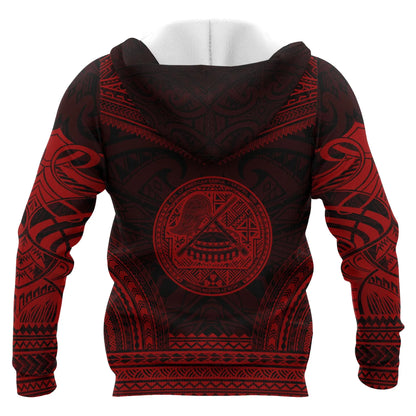 American Samoa Polynesian Chief Custom Personalised Hoodie - Red Version