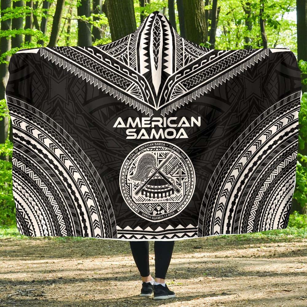American Samoa Polynesian Chief Hooded Blanket - Black Version