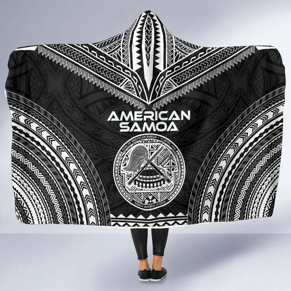 American Samoa Polynesian Chief Hooded Blanket - Black Version