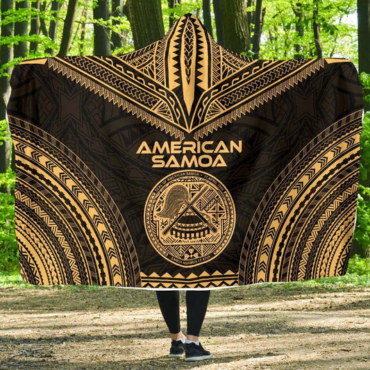 American Samoa Polynesian Chief Hooded Blanket - Gold Version