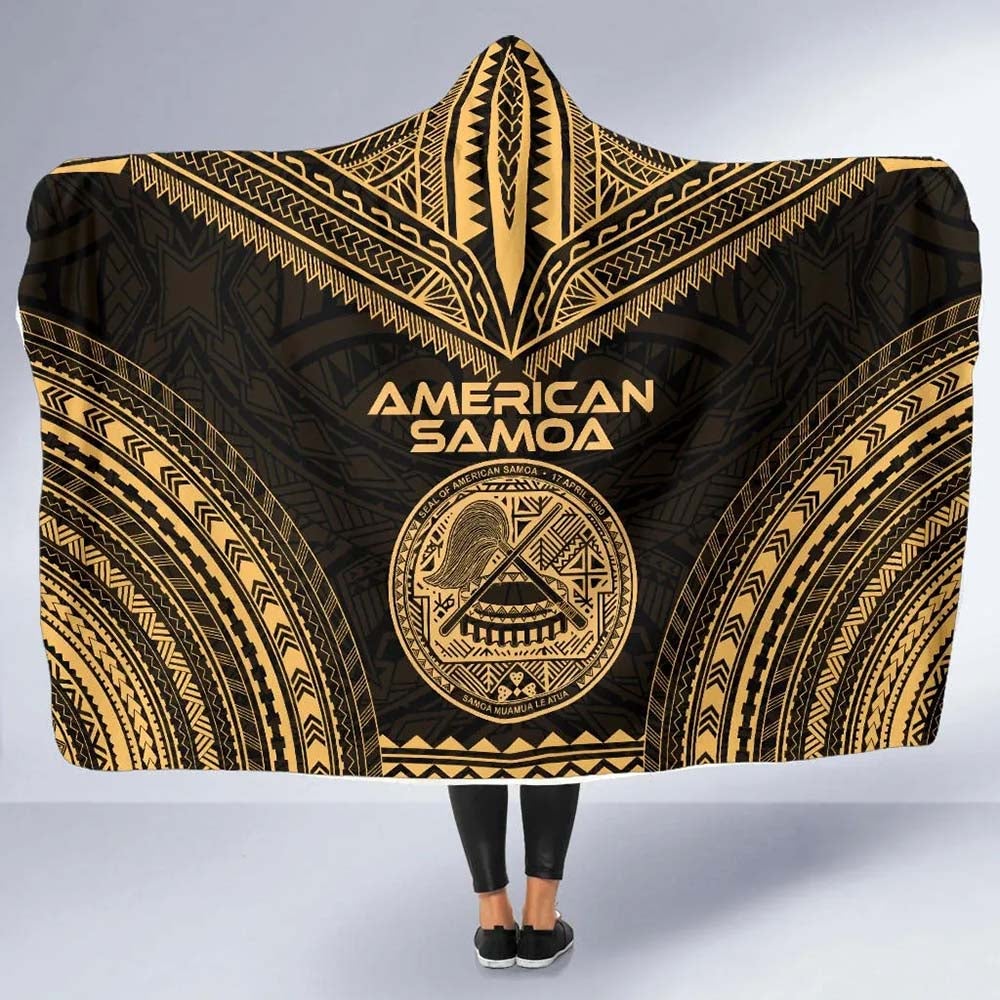American Samoa Polynesian Chief Hooded Blanket - Gold Version