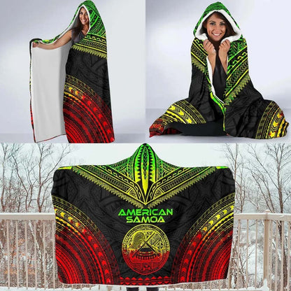 American Samoa Polynesian Chief Hooded Blanket - Reggae Version