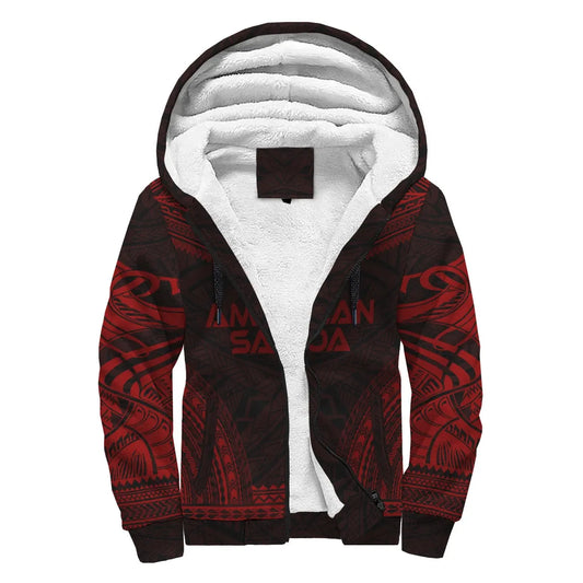 American Samoa Sherpa Hoodie - Polynesian Chief Red Version