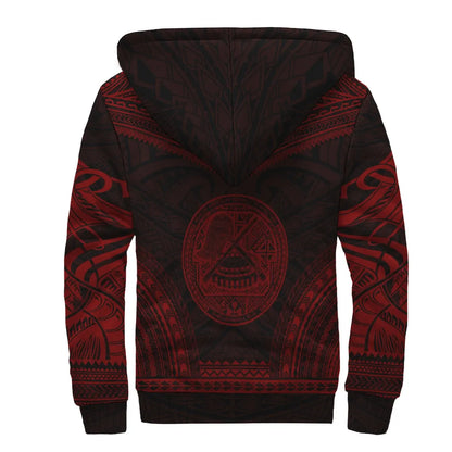 American Samoa Sherpa Hoodie - Polynesian Chief Red Version
