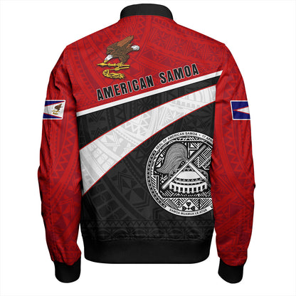 American Samoa Bomber Jacket Polynesian Curve Style