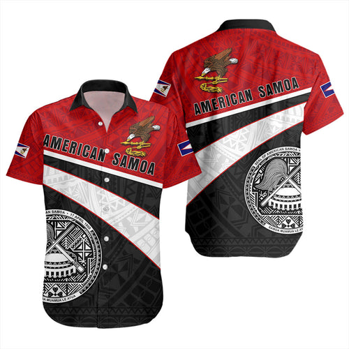 American Samoa Short Sleeve Shirt Polynesian Curve Style