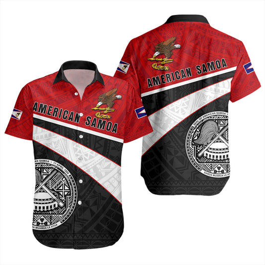American Samoa Short Sleeve Shirt Polynesian Curve Style