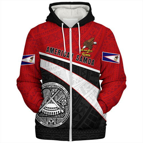 American Samoa Sherpa Hoodie Polynesian Curve Style