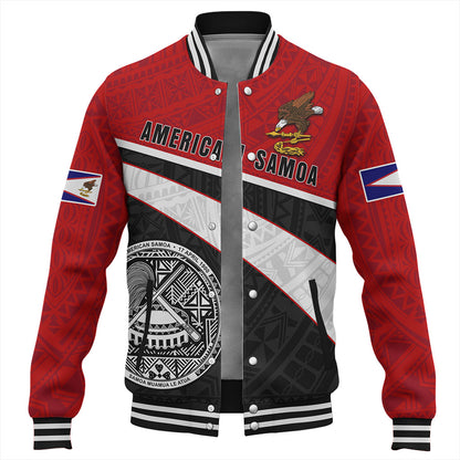 American Samoa Baseball Jacket Polynesian Curve Style