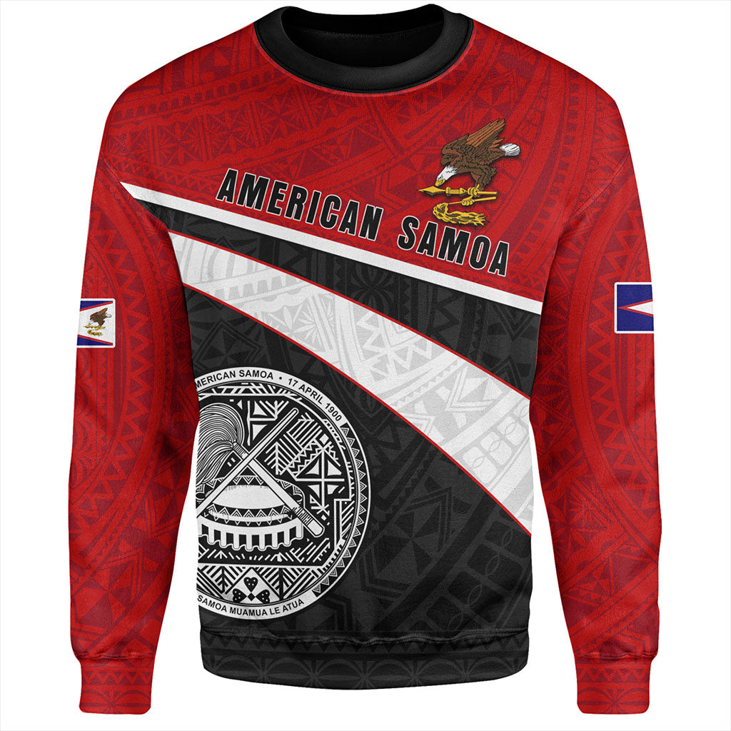 American Samoa Sweatshirt Polynesian Curve Style