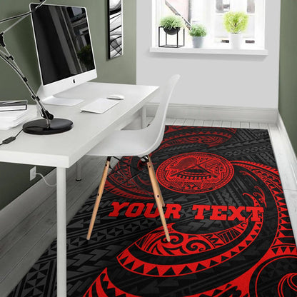 American Samoa Polynesian Custom Personalised Area Rug - Red Tribal Wave