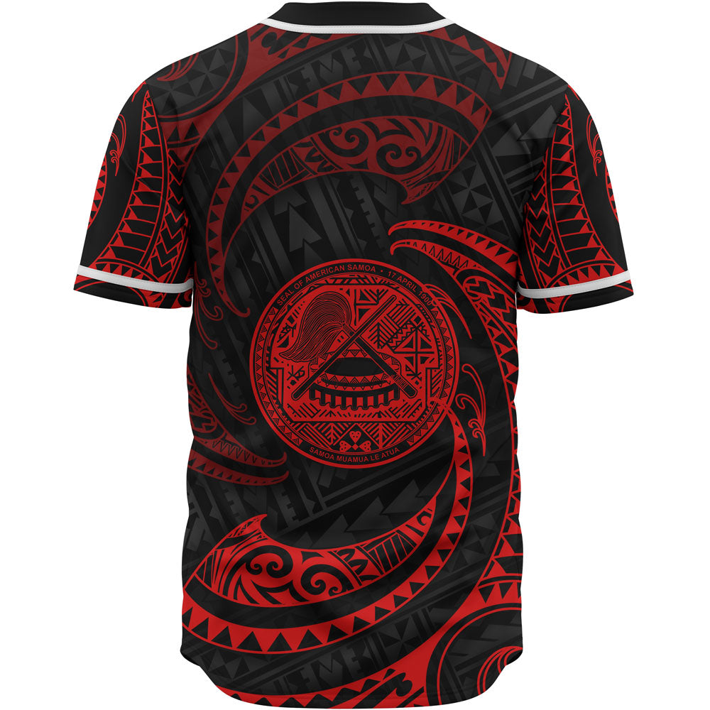 American Samoa Polynesian Custom Personalised Baseball Shirt - Red Tribal Wave