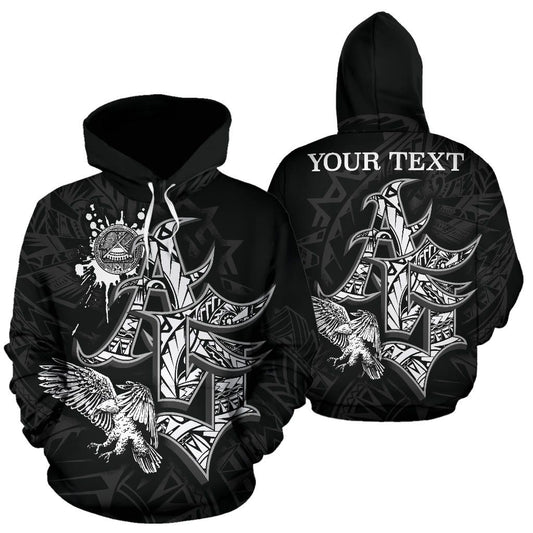 American Samoa Polynesian Custom Personalised Hoodie - Eagle Coat Of rms