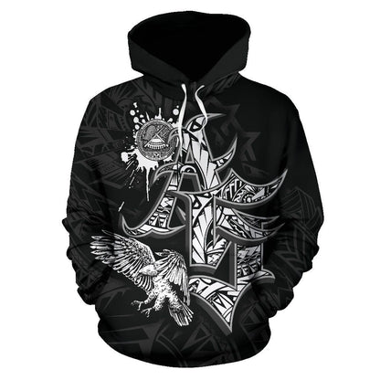 American Samoa Polynesian Custom Personalised Hoodie - Eagle Coat Of rms
