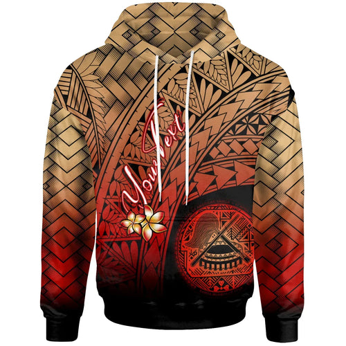 American Samoa Polynesian Custom Personalised Hoodie - Plumeria Tattoo Tribal