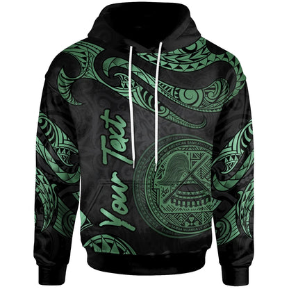 American Samoa Polynesian Custom Personalised Hoodie - Poly Tattoo Green Version