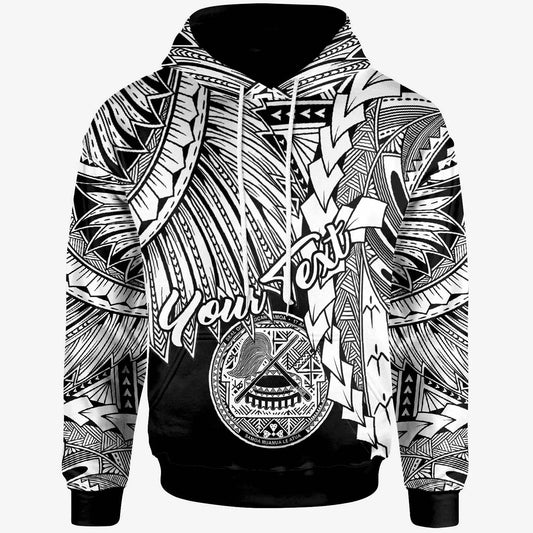 American Samoa Polynesian Custom Personalised Hoodie - Tribal Wave Tattoo White